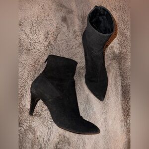 Snake Skin Suede Black Ankle Boots